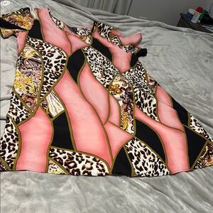 Pink and Black Geometric Dress